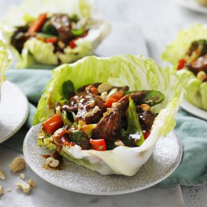 Beef and cashew lettuce cups