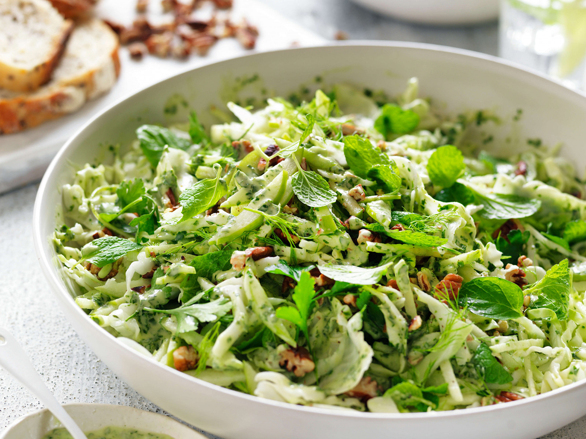 Apple, Cabbage and Fennel Salad with Green Mayonnaise