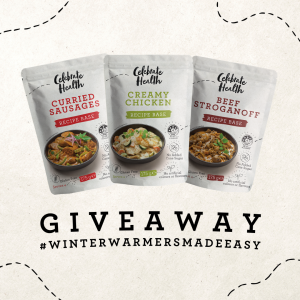 The three new recipe bases from Celebrate Health featured in the healthy winter warmers giveaway